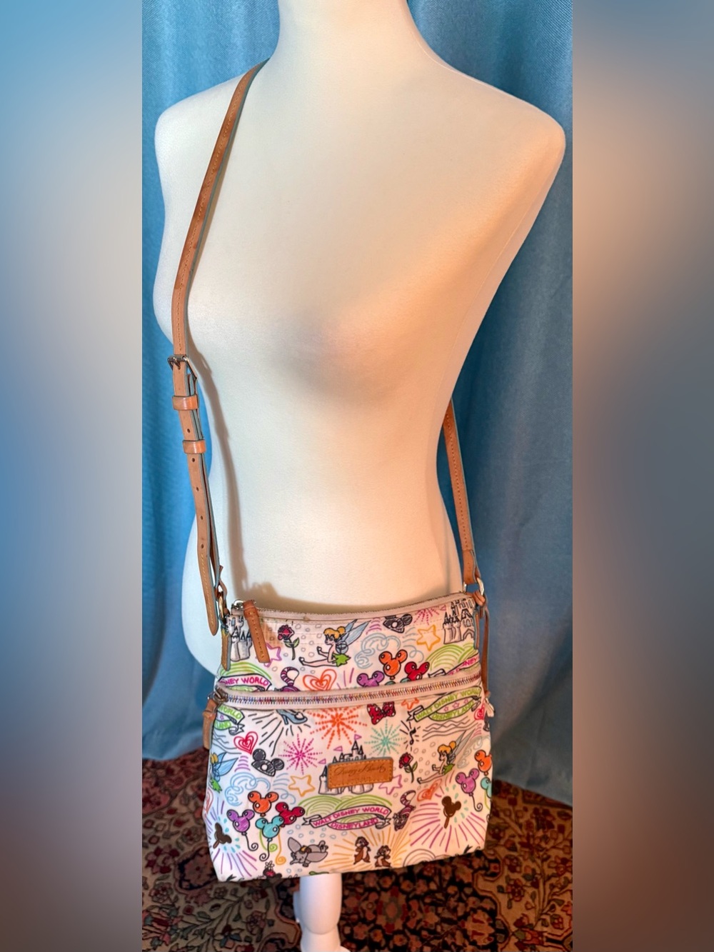 Dooney & Bourke Disney Multicolor Animation Print Crossbody on White - Picture 6 of 11